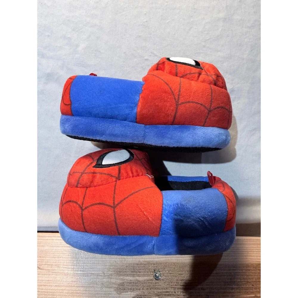 Marvel Spider-Man Kids Plush Slippers Red Blue Superhero House Shoes Size 9/10‎
